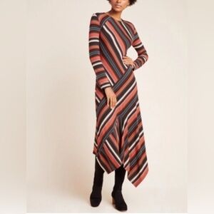Anthropologie Knit Stripe Asymmetrical Dress XS
